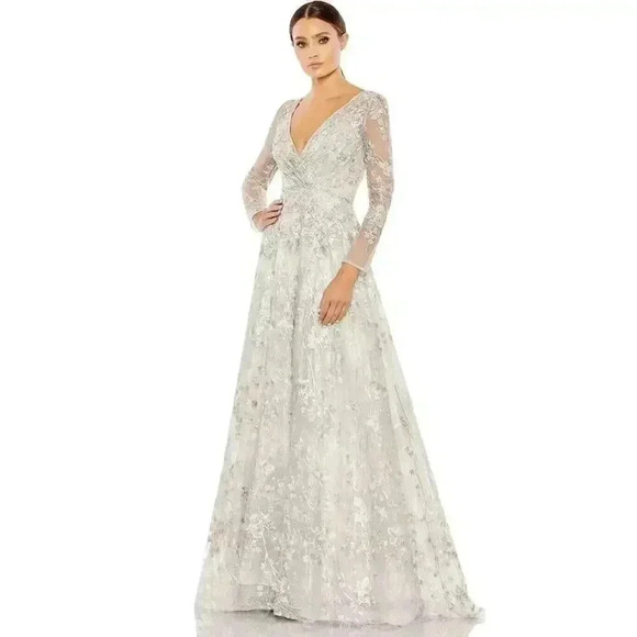 Mac Duggal Dresses & Skirts - Mac Duggal 20402 Embellished Wrap Illusion A Line Gown 4 Pastel Floral Evening